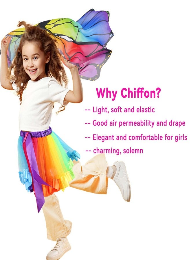 D.Q.Z Fairy Butterfly-Wings Costumes for Girls Dress Up Clothes Rainbow Tutu Mask Headband Role Play Toys for Girl 3-8 Gift (Rainbow) - Image 5
